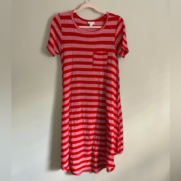 Red Striped Lularoe Carly Dress - Picture 1 of 6
